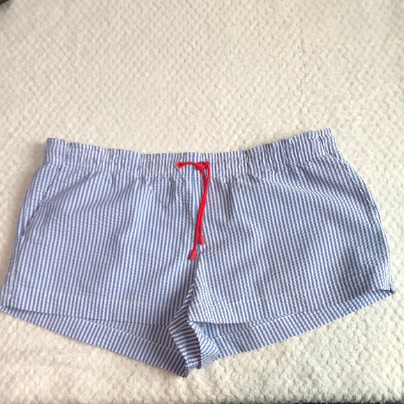 J. Crew Pants - J. Crew Seersucker Shorts swim cover up beach Striped Blue